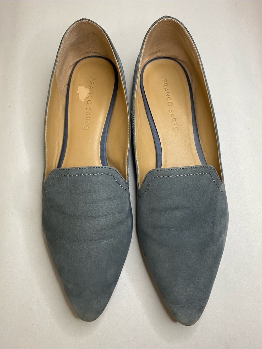 Franco Sarto Equinox Blue Gray Suede Pointed Toe Flats Size 8